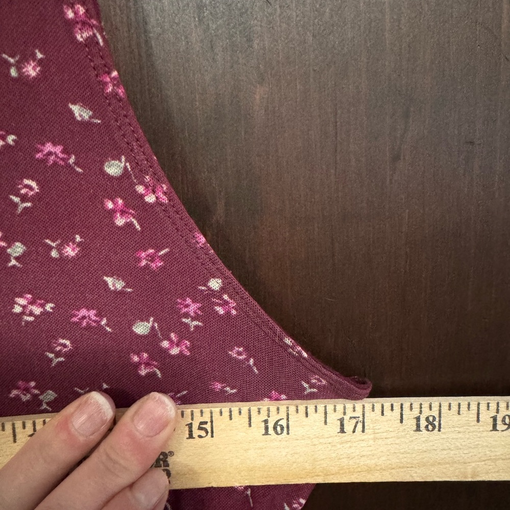 Abercrombie & Fitch Floral Burgundy Skater Dress Cross Back Large Cottagecore - Picture 6 of 8